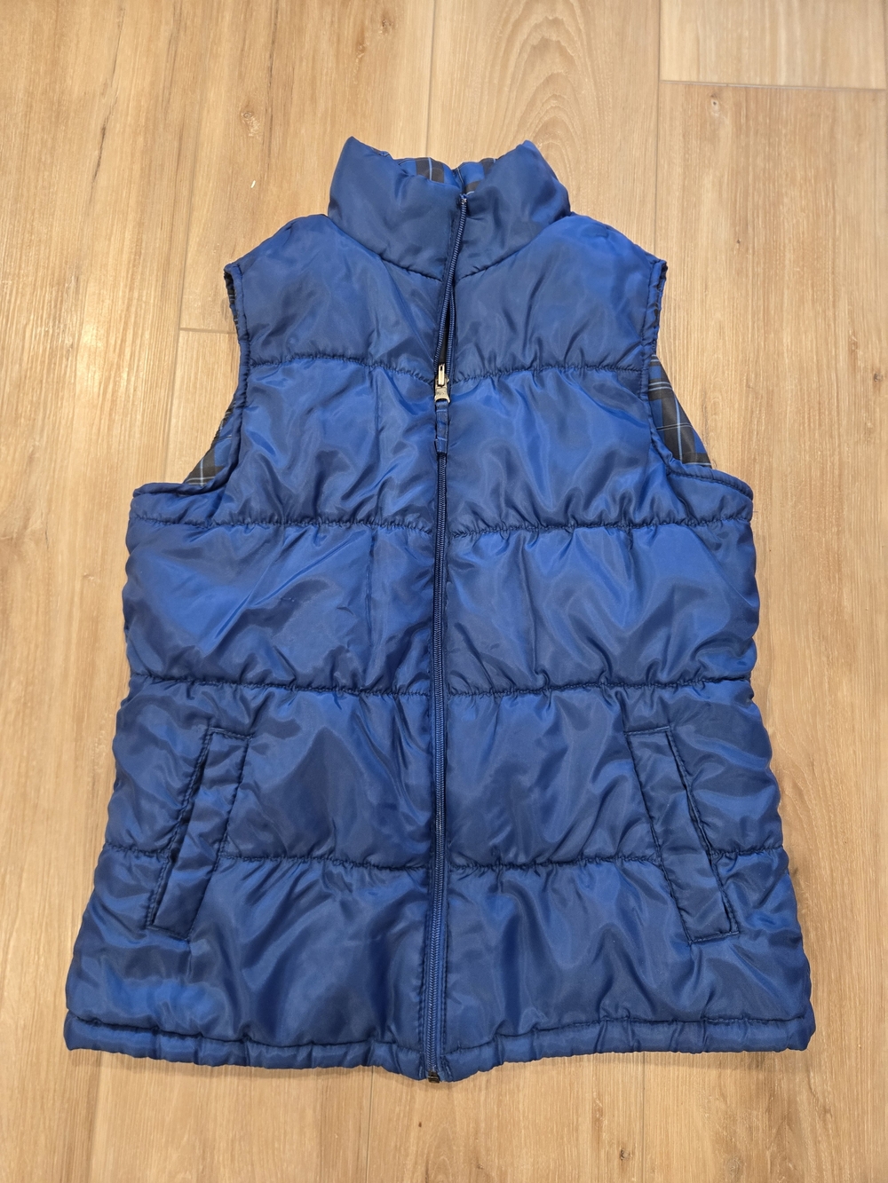 Merona Reversible Blue Quilted Puffer Vest - Sleeveless Zipper Jacket